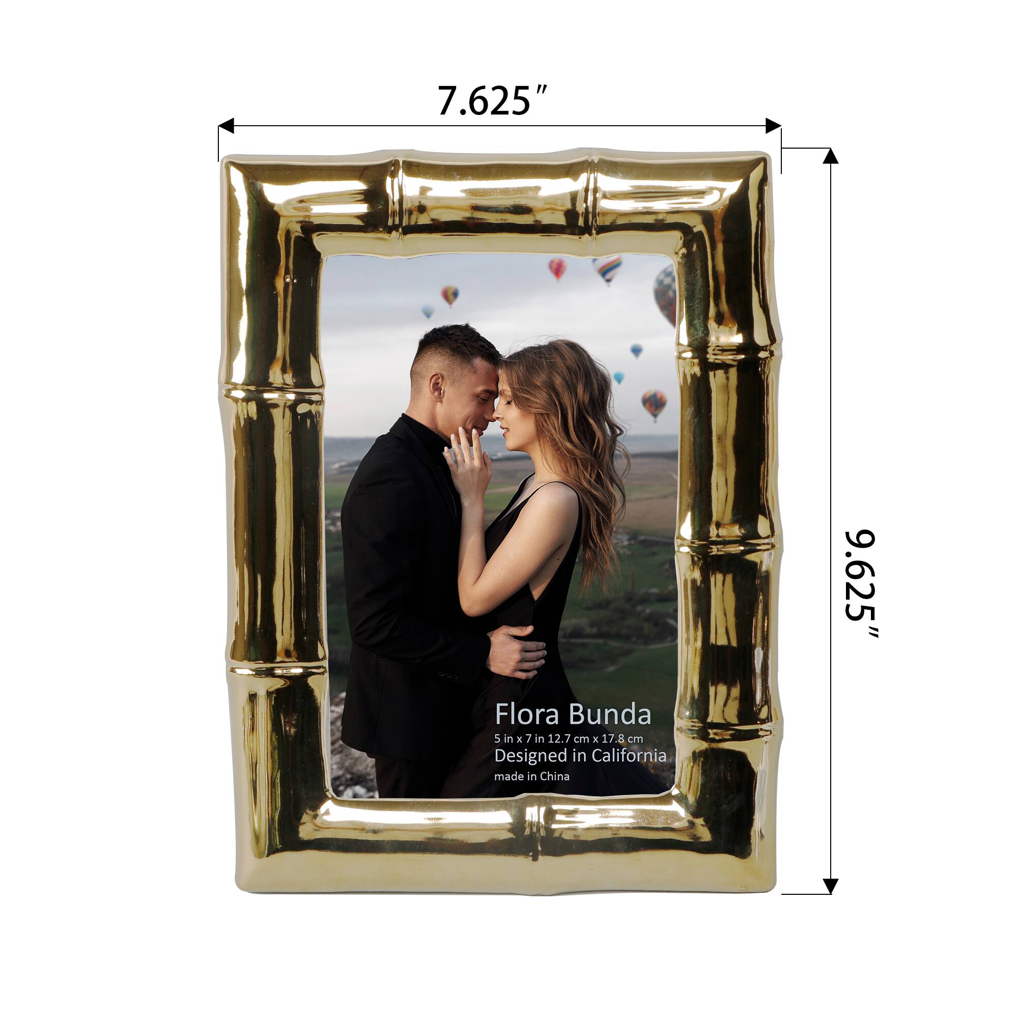 Flora Bunda® 5" x 7" Gold Bamboo Ceramic Frame